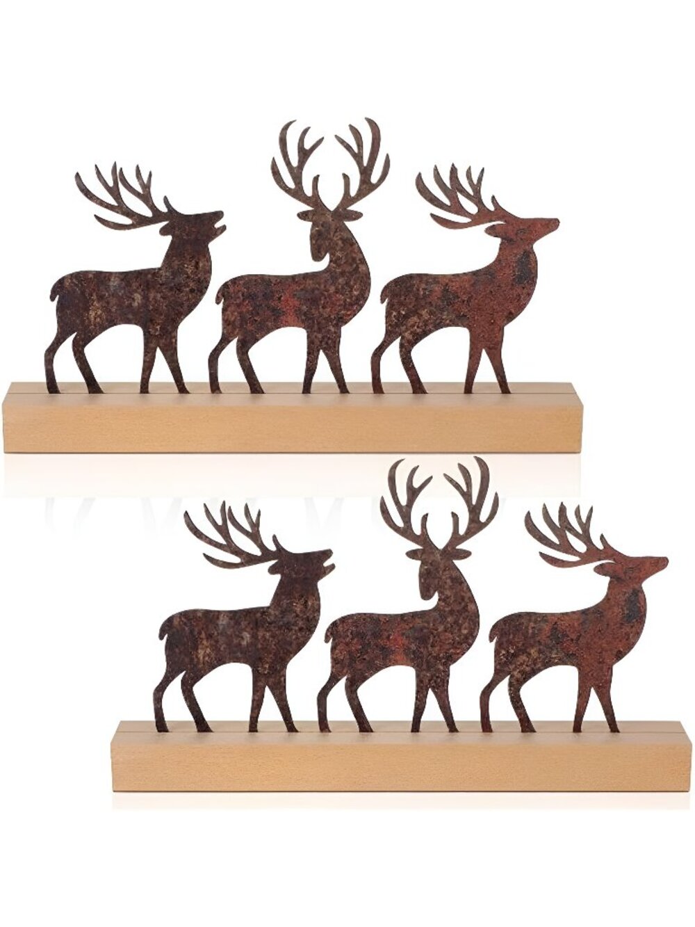 Christmas Table Decorations Metal Christmas Reindeer Decor with Wooden Base